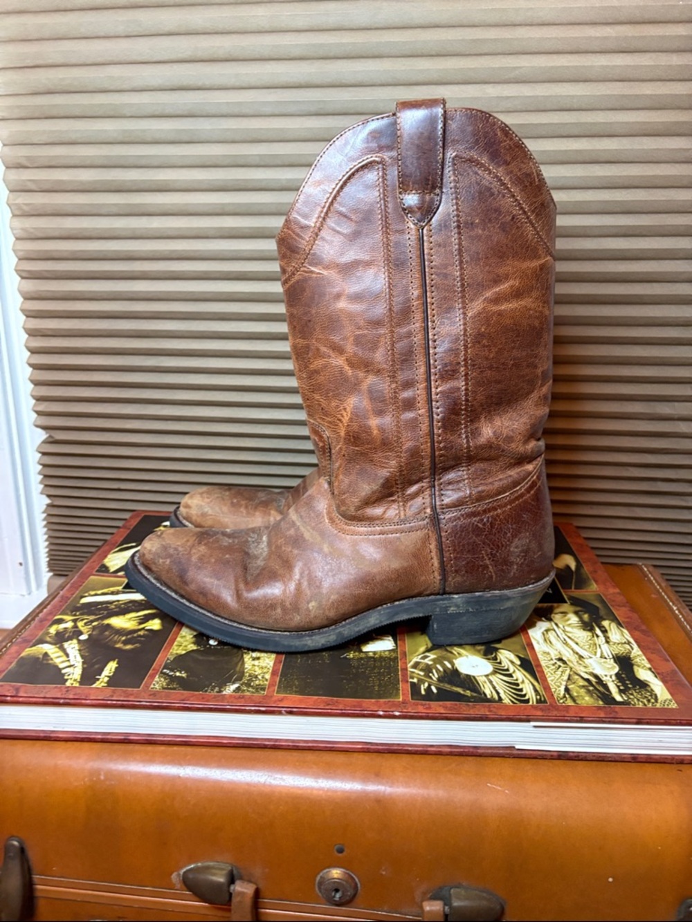 Laredo Brown Leather Cowboy Boots